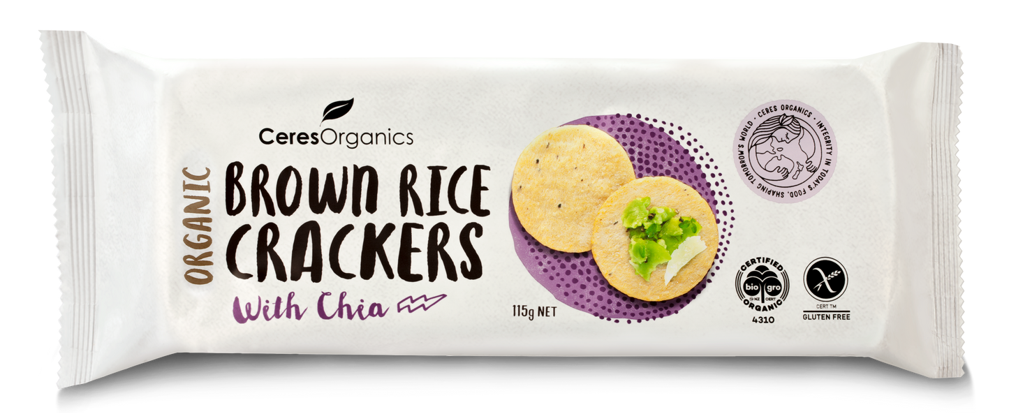 Ceres Organics Brown Rice Crackers with Chia 115g