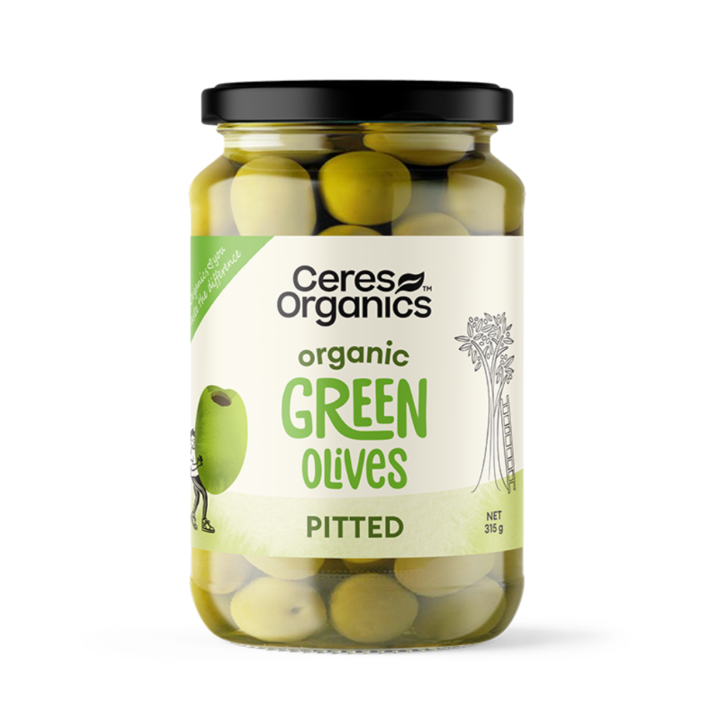 Ceres Organics Green Olives Pitted 315g