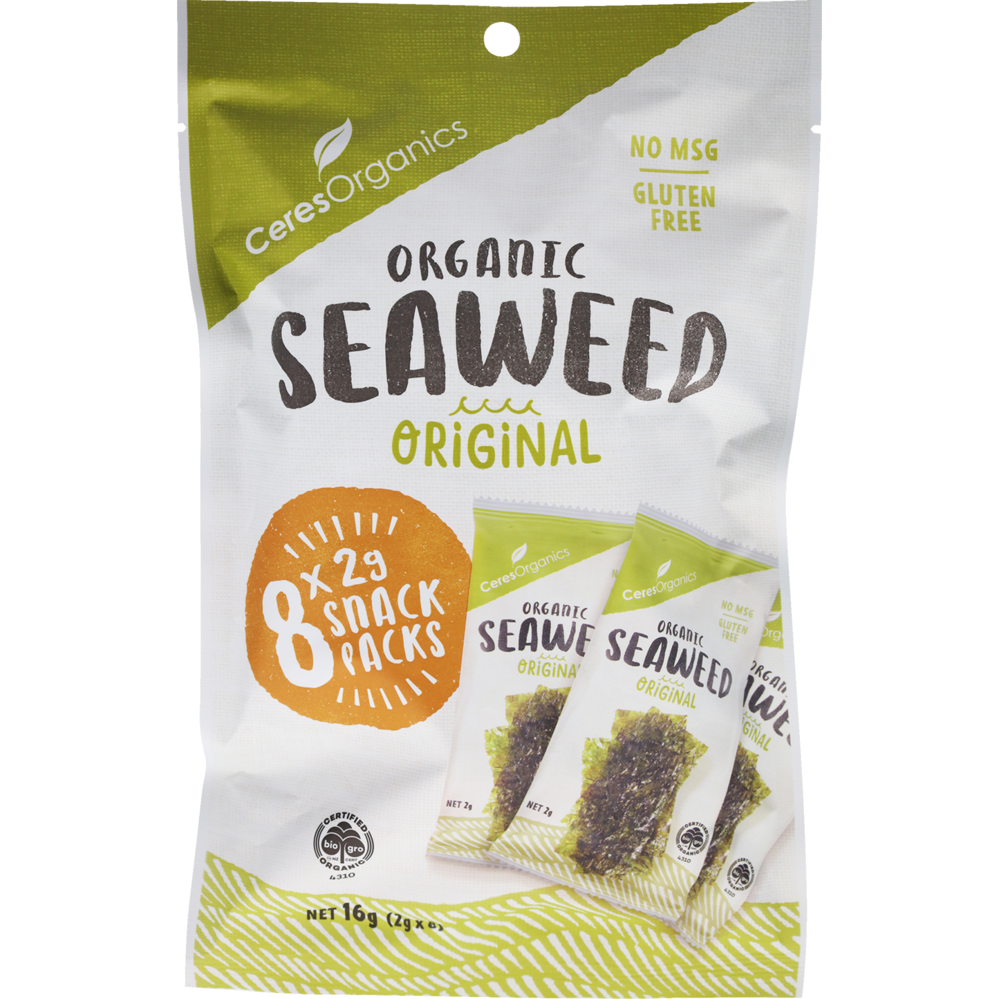 Ceres Organics Roasted Seaweed Multipack Original 8x2g
