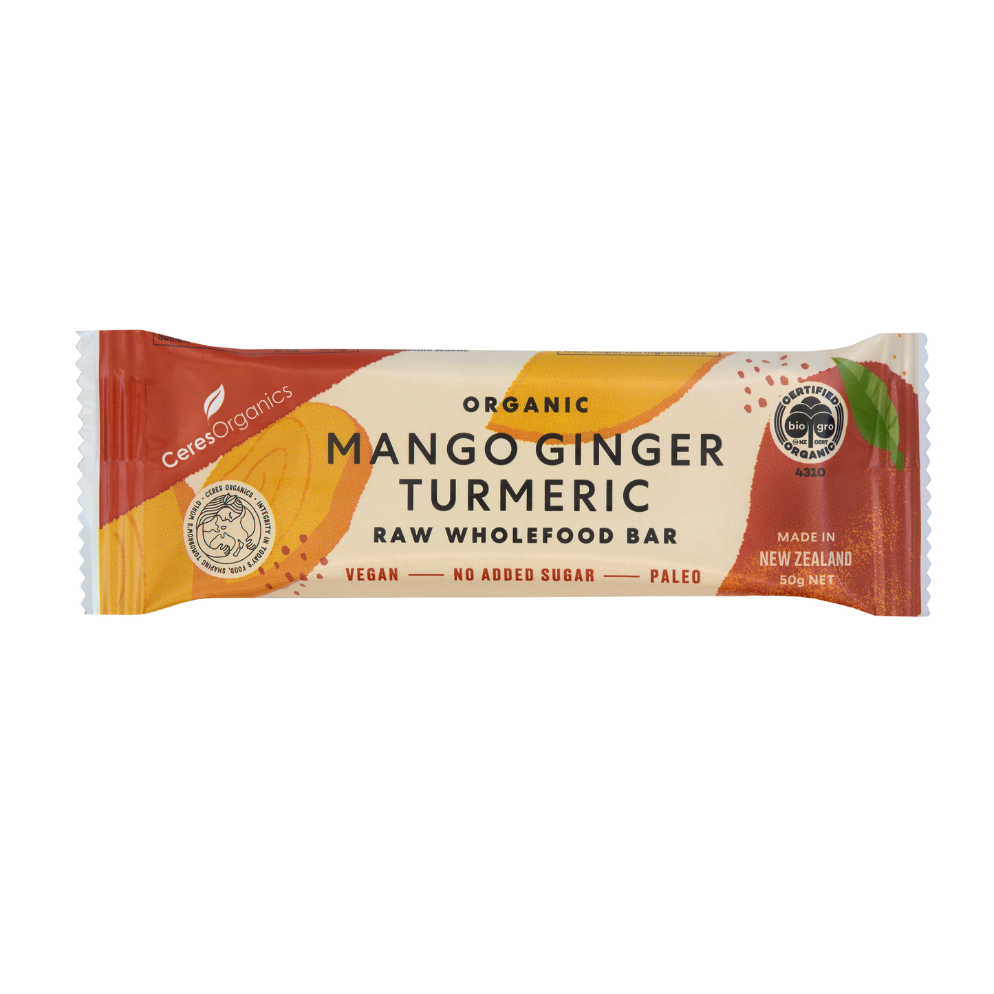 Ceres Organics Mango Ginger Turmeric Raw Wholefood Bar 50g