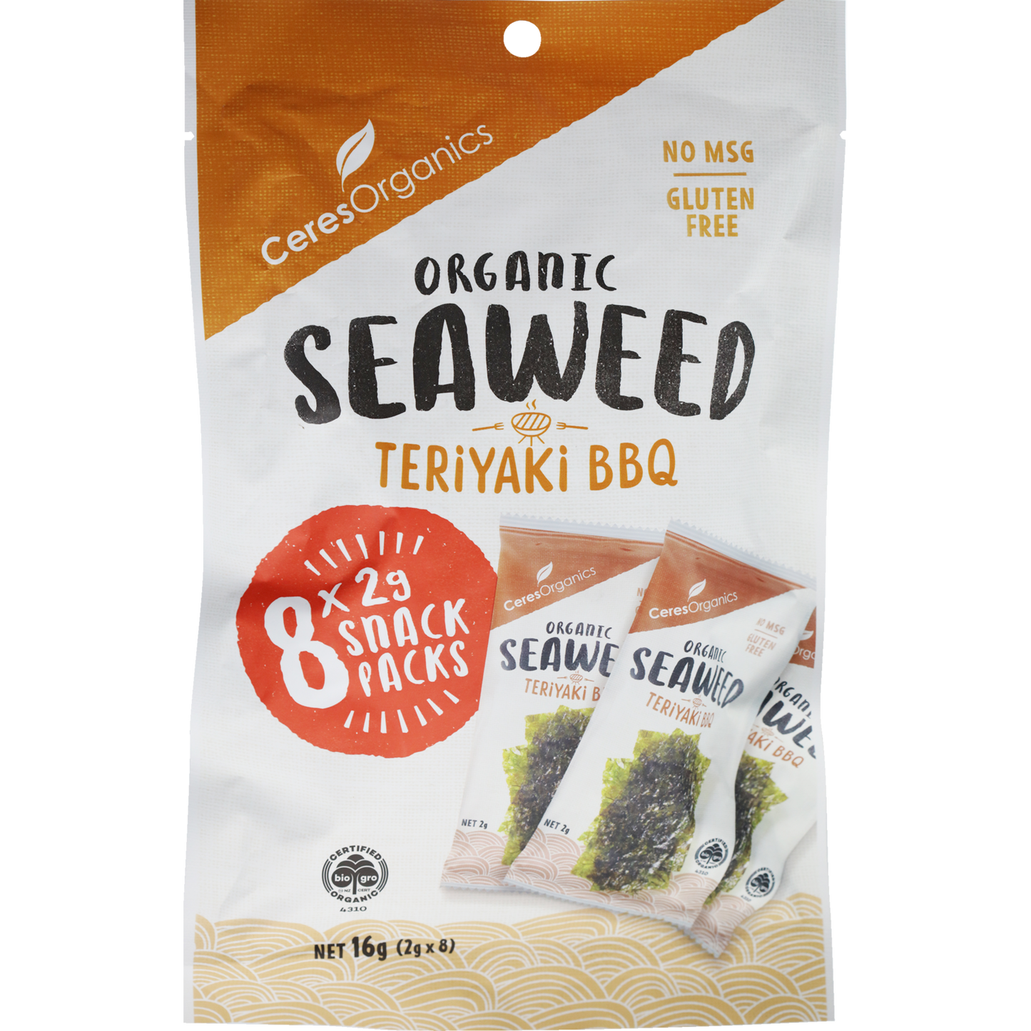 Ceres Organics Roasted Seaweed Multipack Teriyaki BBQ 8x2g
