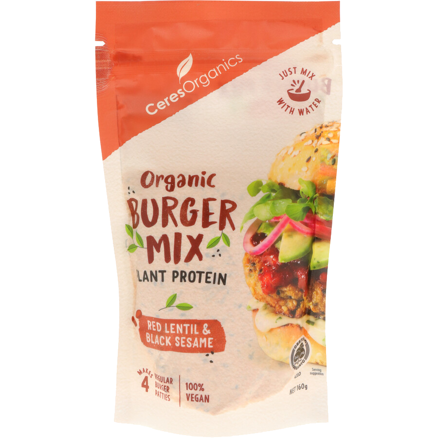 Ceres Organics Burger Mix Red Lentil Black Sesame 160g