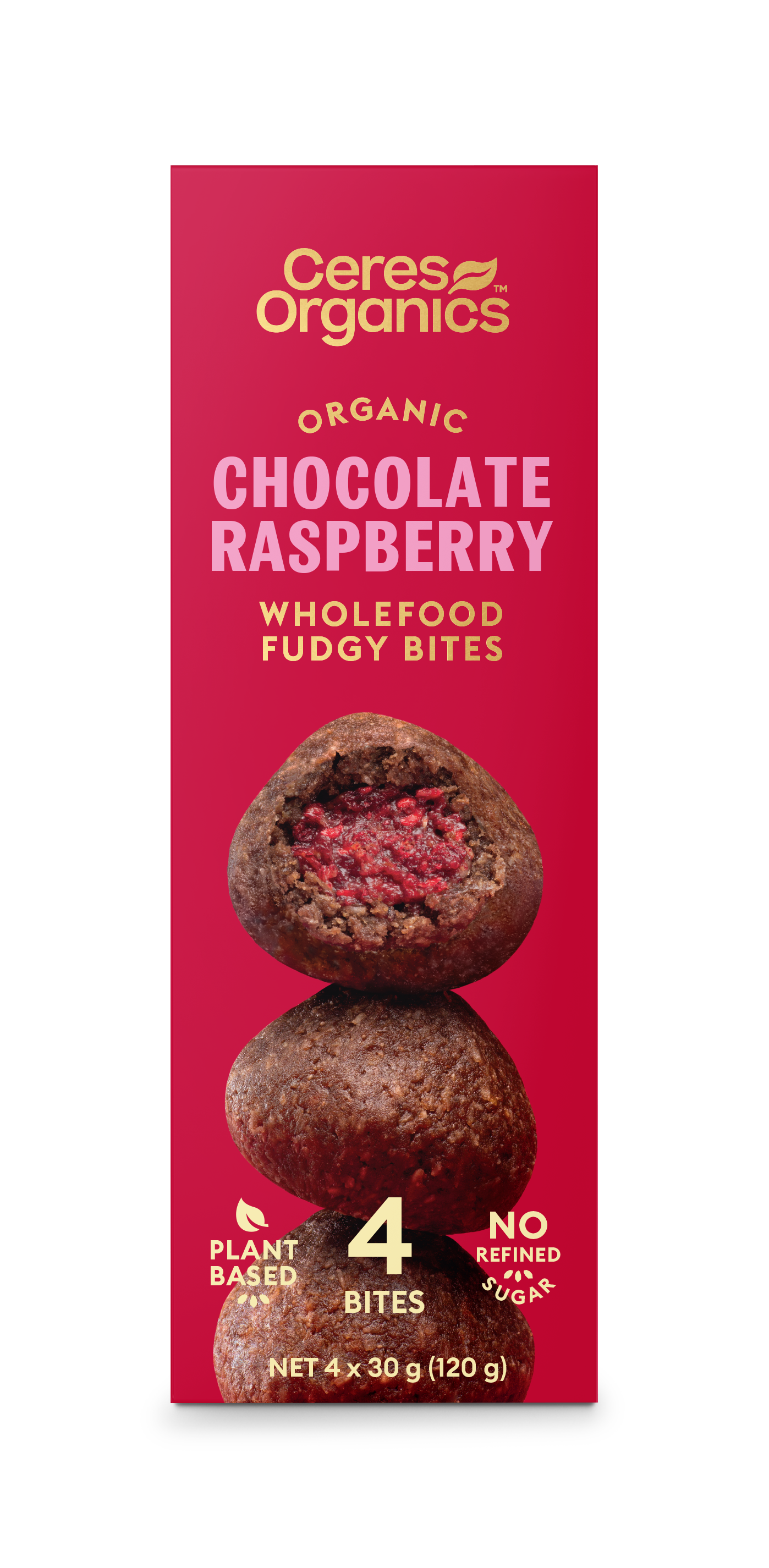 Ceres Organics Wholefood Fudgy 4 Bites Chocolate Raspberry 120g
