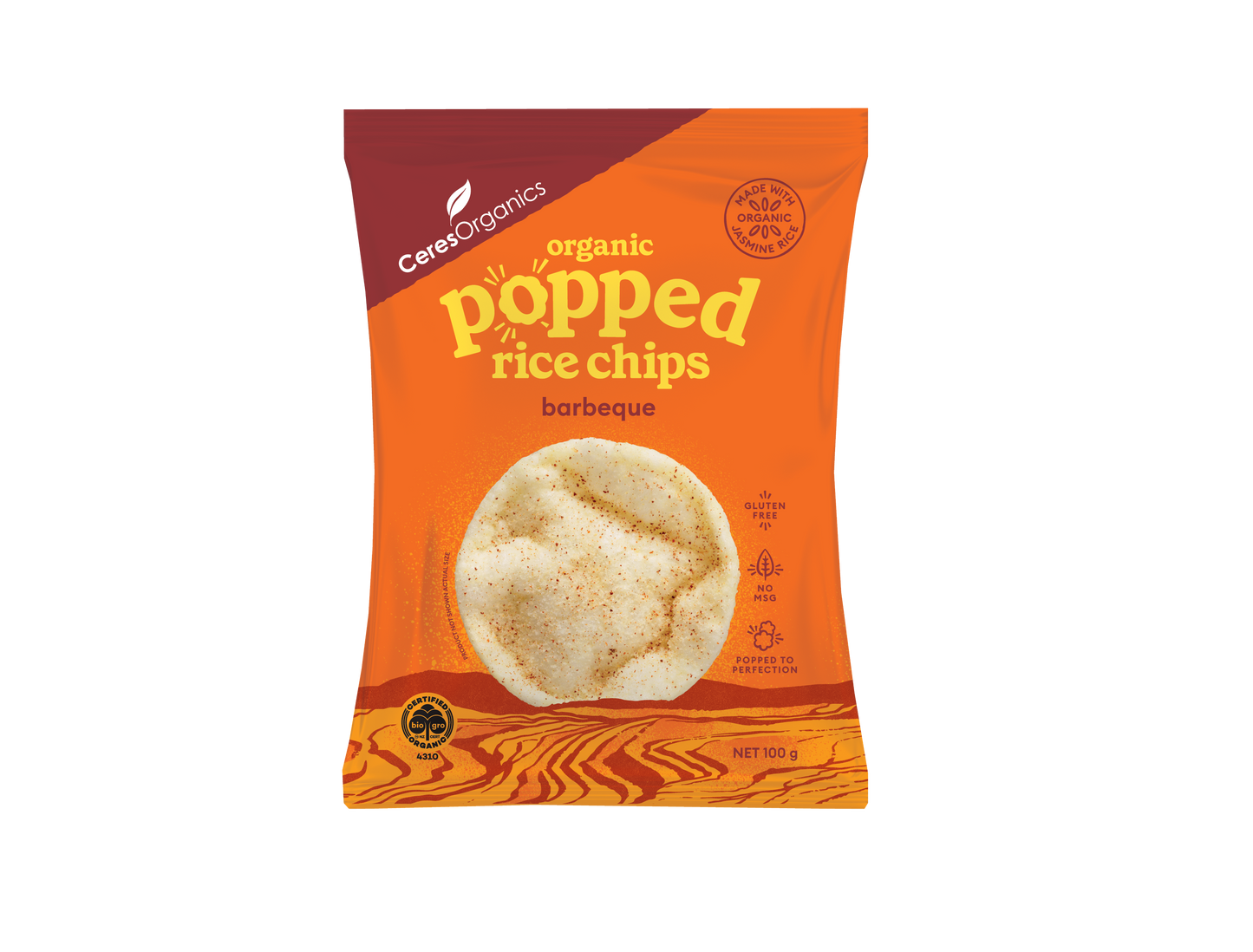 Ceres Organics Popped Rice Chips Barbeque 100gm