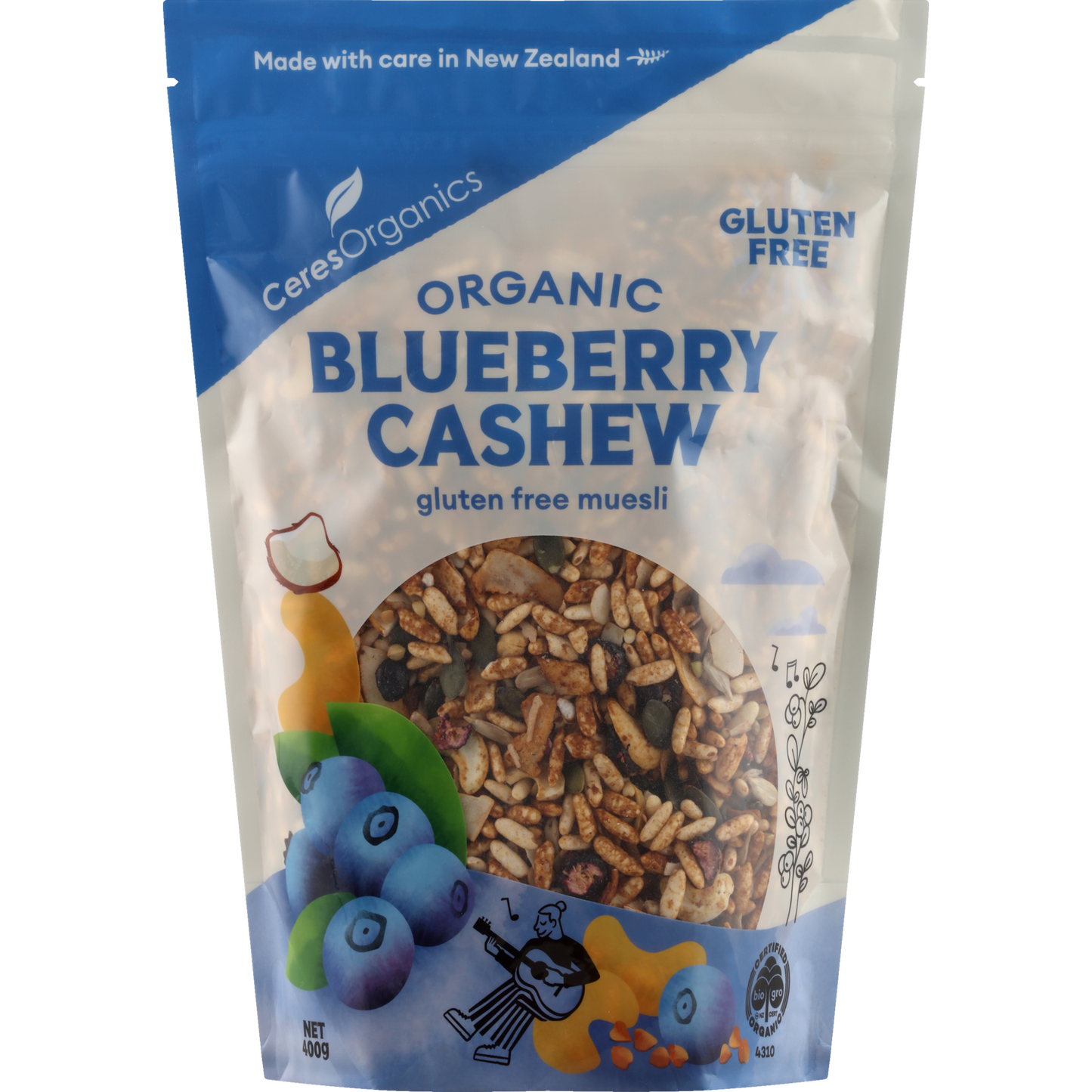 Ceres Organics Muesli Gluten Free Blueberry Cashew 400g