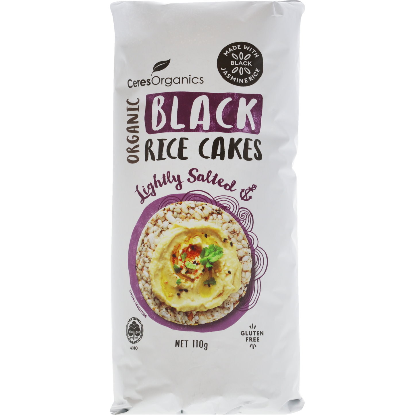 Ceres Organics Black Rice Cakes Lightly Salted 110g