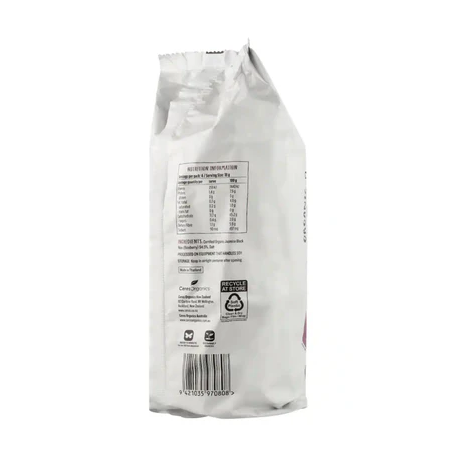 Back view of Ceres Organics Black Rice Cakes Lightly Salted 110g with nutritional information and labels on a white background