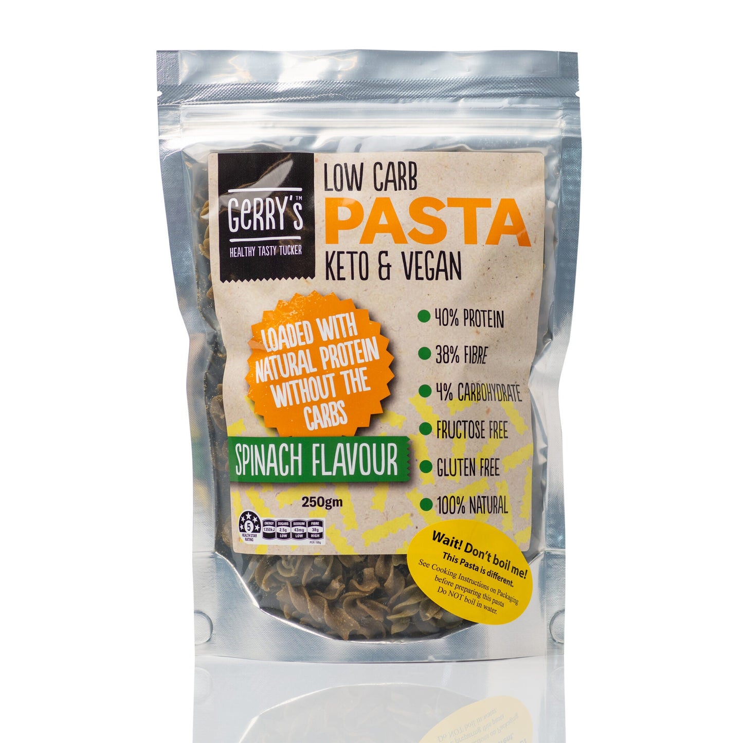 Gerrys Low Carb Pasta Spinach 250gm