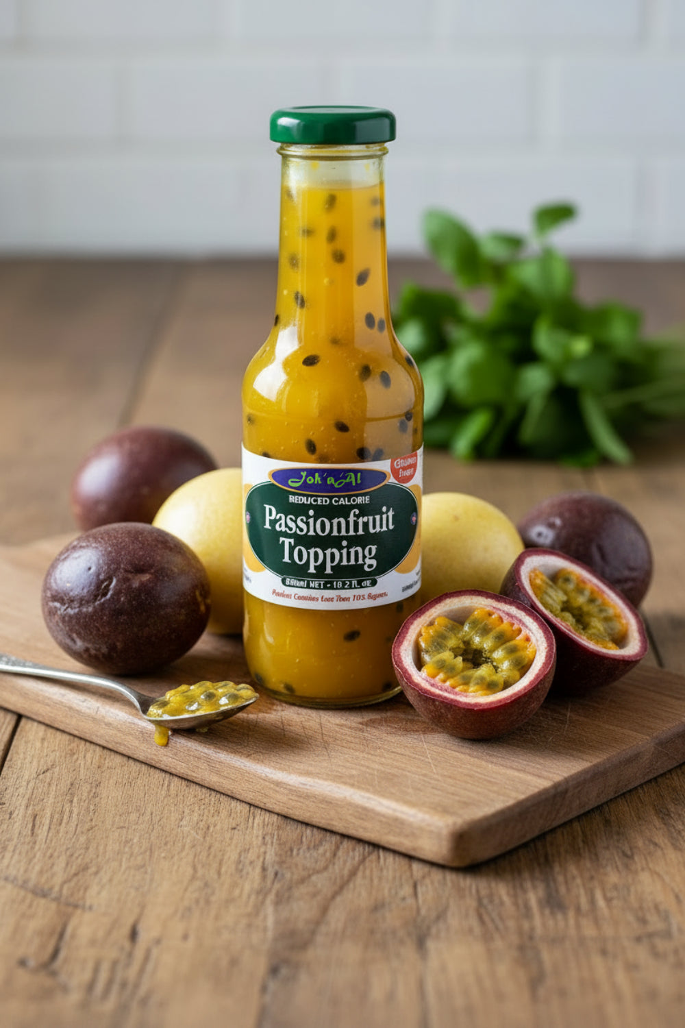 A bottle of Joknal Lite Calorie Passionfruit Topping, 300ml.
