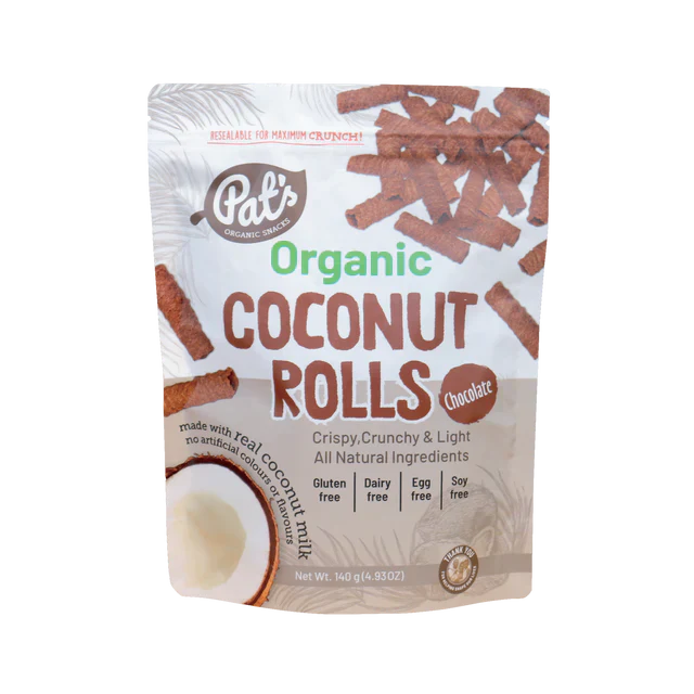 Pats Organic Coconut Rolls (Chocolate) 140g