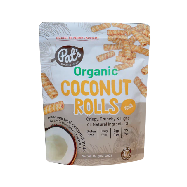 Pats Organic Coconut Rolls (Vanilla) 140g
