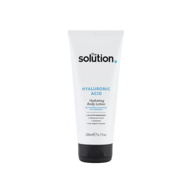 Tube of 'The Solution' Hyaluronic Acid Hydrating Body Lotion on a white background