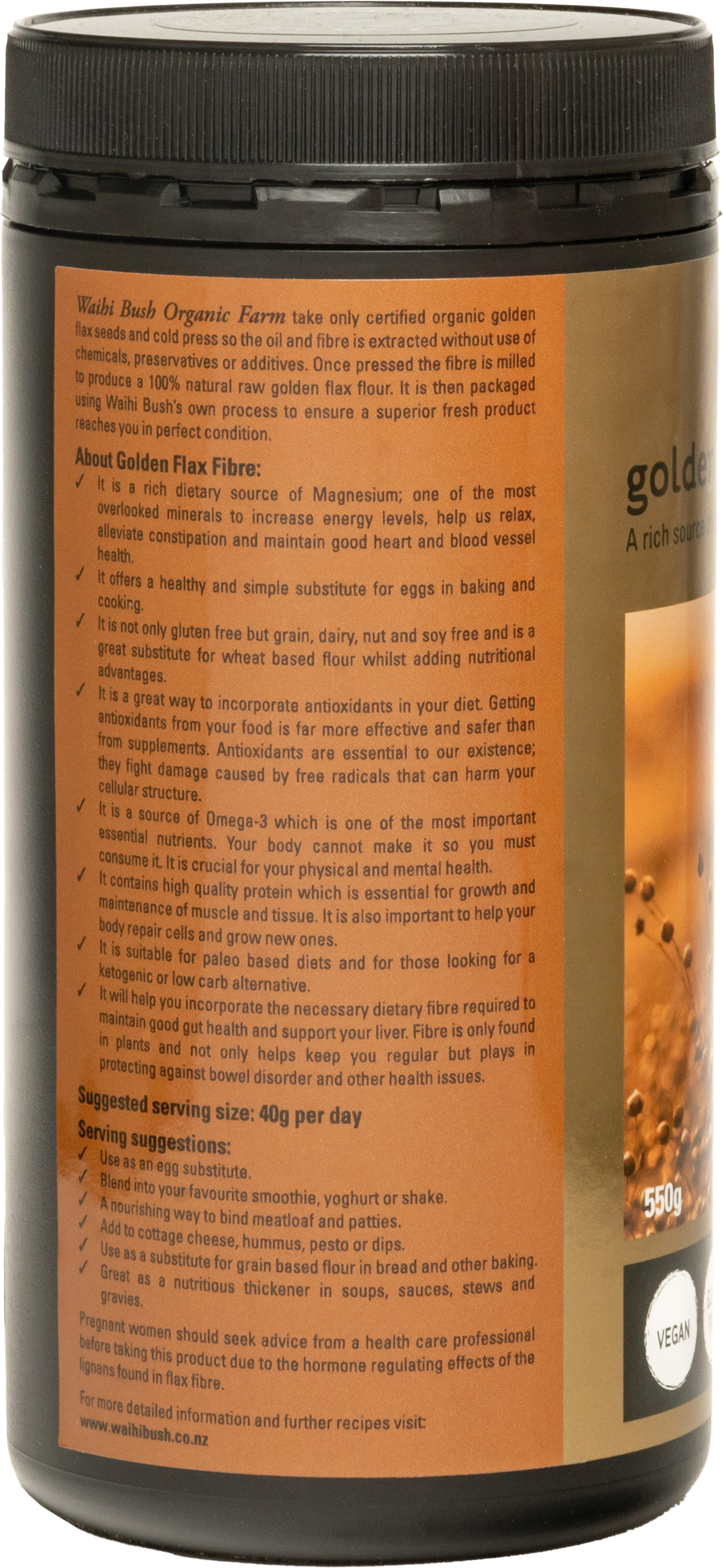 Waihi Bush Organic Golden Flax Fibre 550g