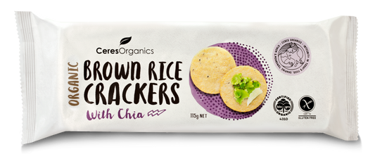 Ceres Organics Brown Rice Crackers with Chia 115g