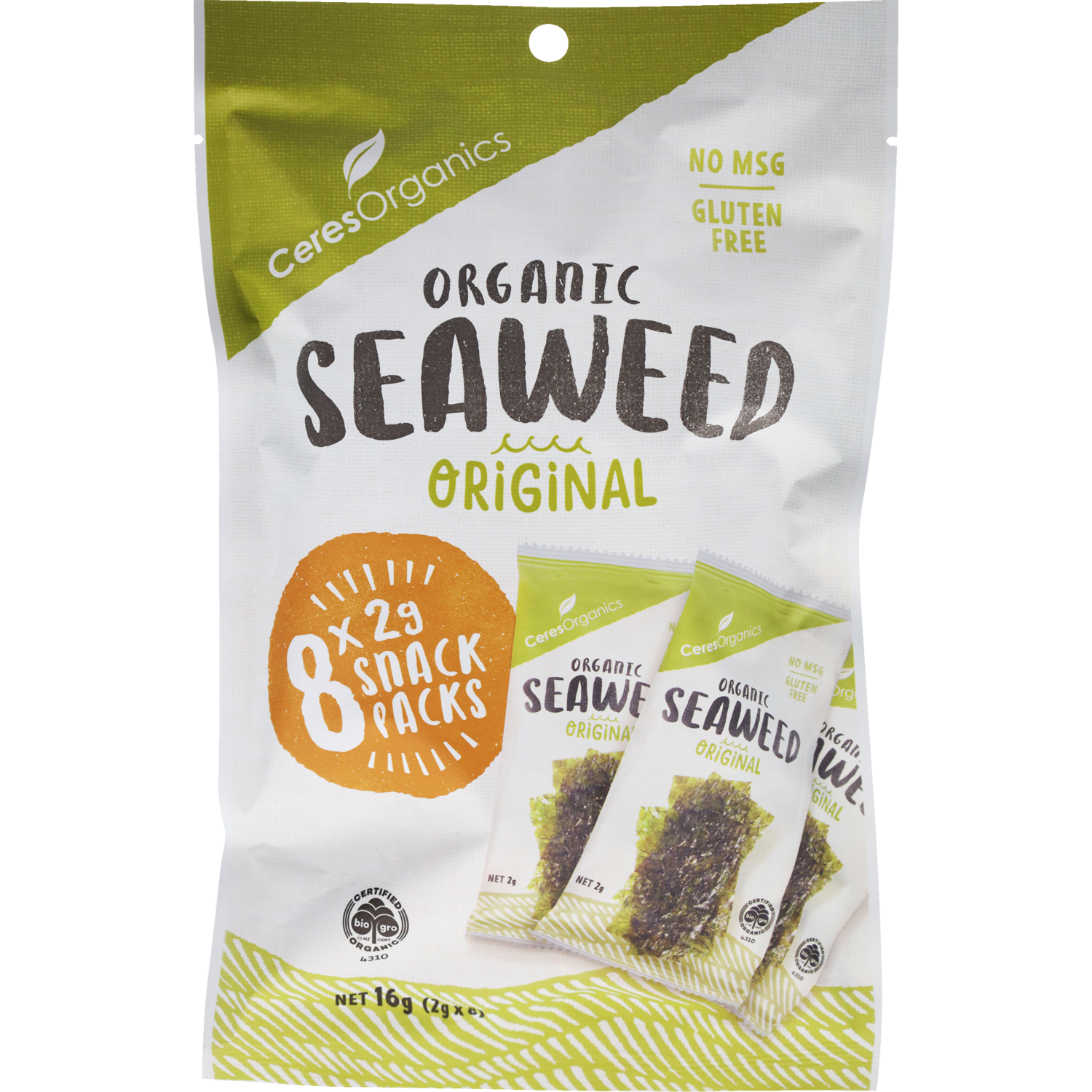 Ceres Organics Roasted Seaweed Multipack Original 8x2g