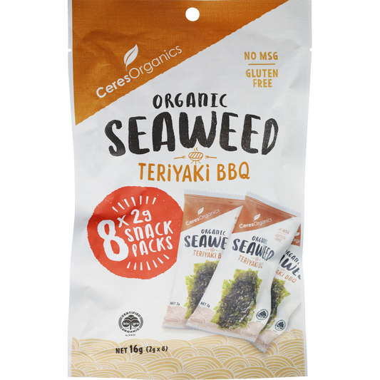 Ceres Organics Roasted Seaweed Multipack Teriyaki BBQ 8x2g