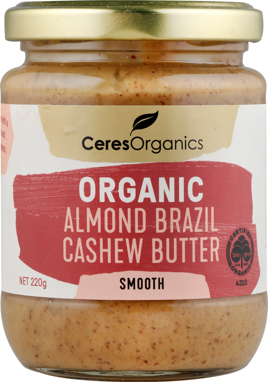 Ceres Organics Almond Brazil Cashew Butter Smooth 220g