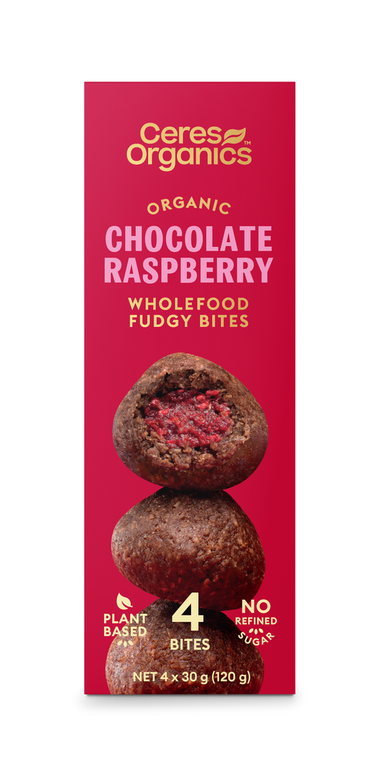 Ceres Organics Wholefood Fudgy Bites Chocolate Raspberry 120g