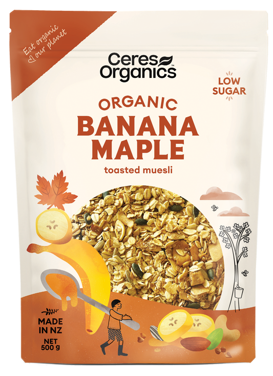 Ceres Organics Muesli Low Sugar Banana Maple 500g