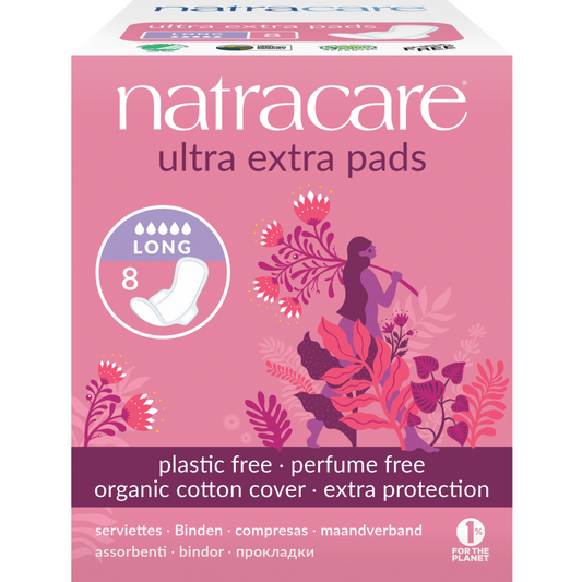 Natracare Pads Ultra Extra With Wings Long 8pk
