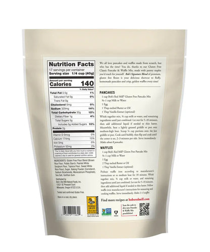Bob's Red Mill Gluten Free Classic Pancake & Waffle Mix Nutritional info
