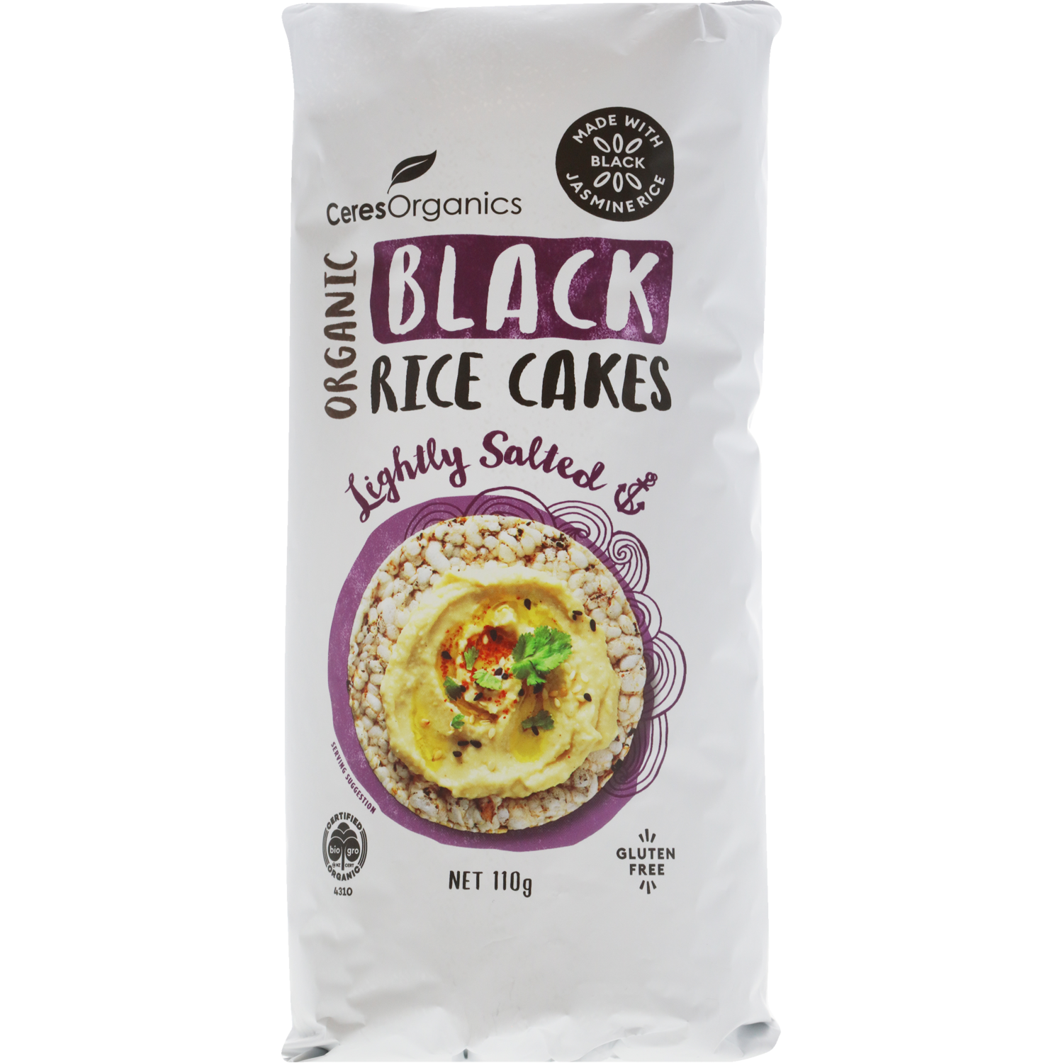 Ceres Organics Black Rice Cakes Lightly Salted 110g
