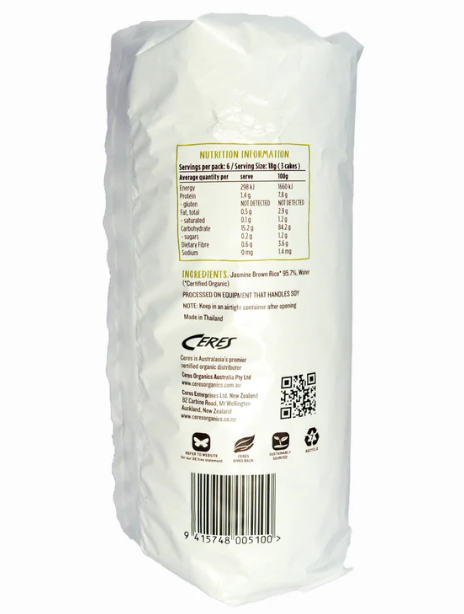 Ceres Organics Brown Rice Cakes No Added Salt 110g NI