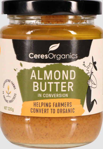 Jar of Ceres Organics Almond Butter on a white background