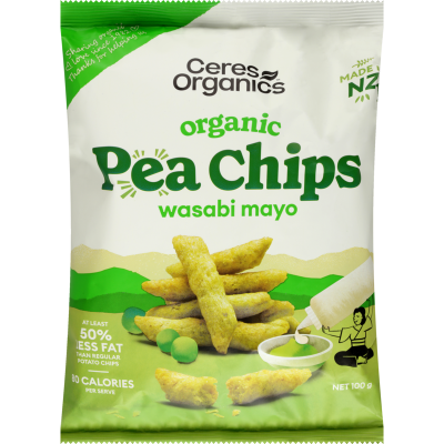 Ceres Organics Popped Pea Chips Wasabi Mayo 100gm