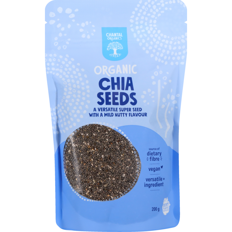 A package of Chantal organic chia seeds, 200gm.