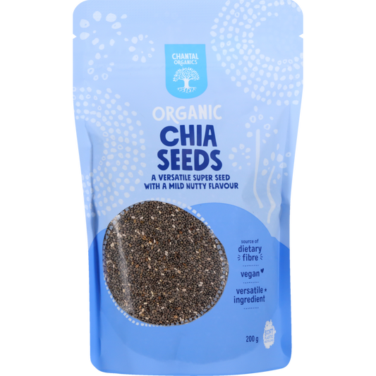 A package of Chantal organic chia seeds, 200gm.