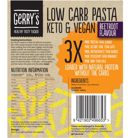Gerrys Low Carb Pasta Beetroot 250gm