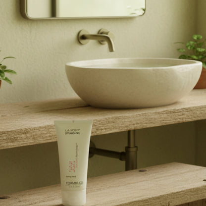 A tube of Giovanni L.A. Natural Styling Gel, with strong hold, measuring 60ml.