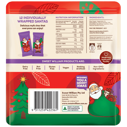 Sweet William Choc Santa 12 Pack 155gm