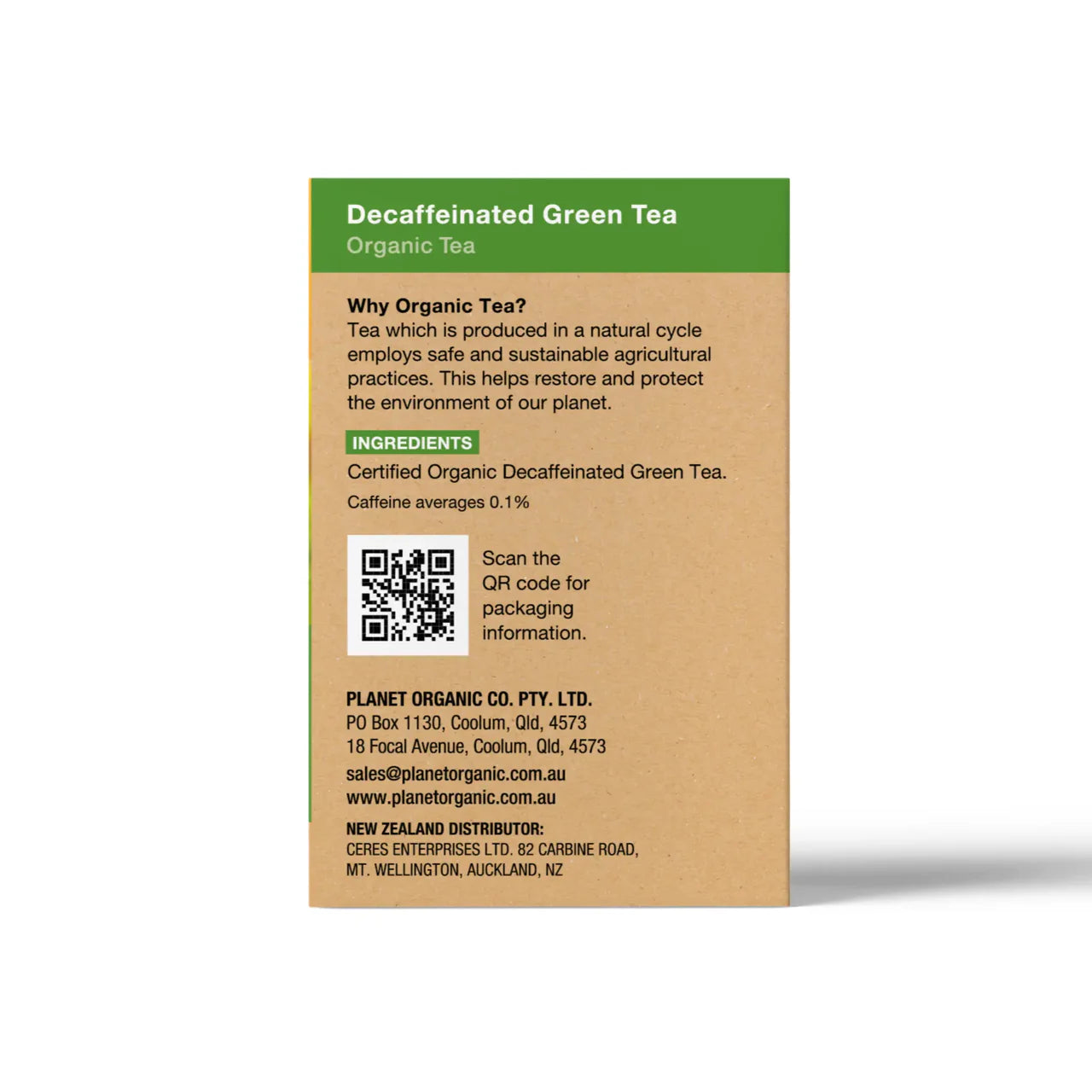 Planet Organic Decaffeinated Green Tea 25 Bag