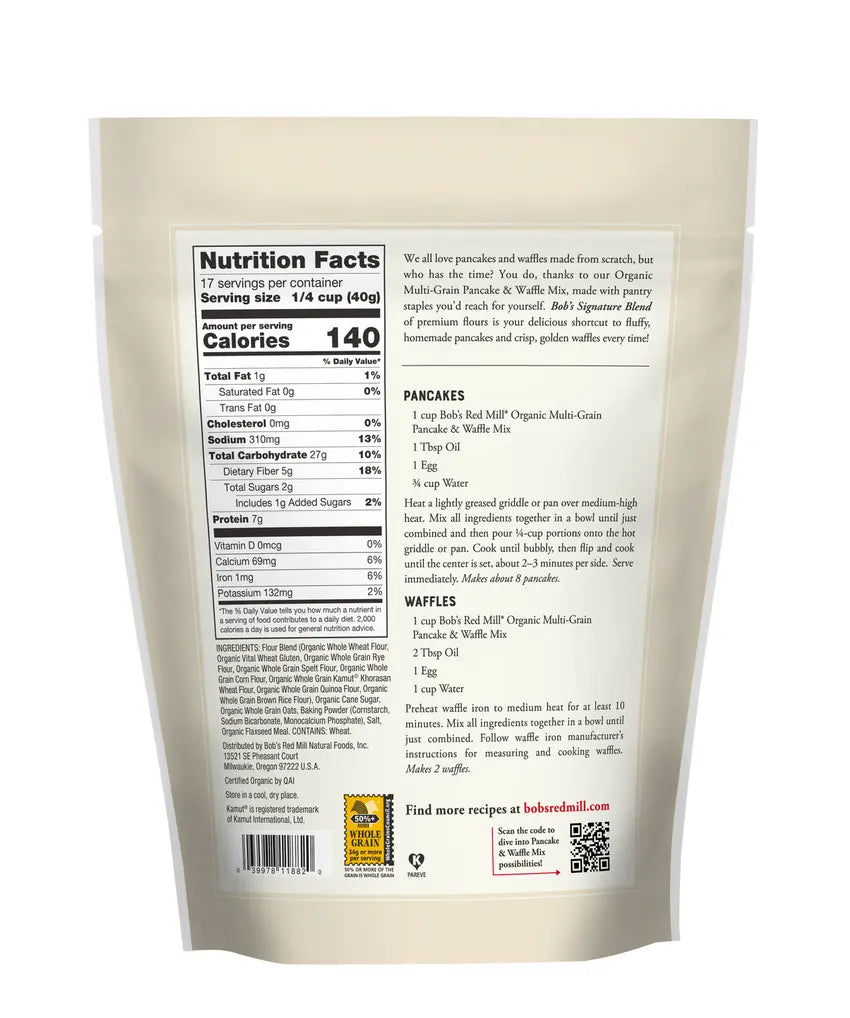 Bobs Red Mill Organic Multi-Grain Pancake Mix – The Plantbased Pantry