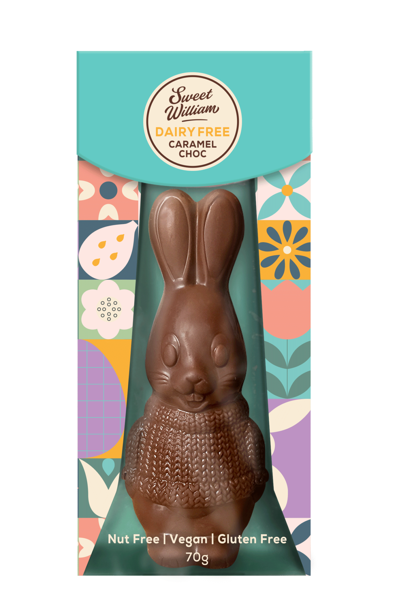 Sweet William Vegan Hollow Caramel Chocolate  Easter Bunny 70gm