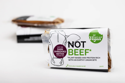 Let Them Eat Vegan NOT Beef plant-based product on a white background
