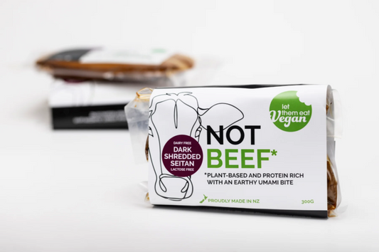 Let Them Eat Vegan NOT Beef plant-based product on a white background