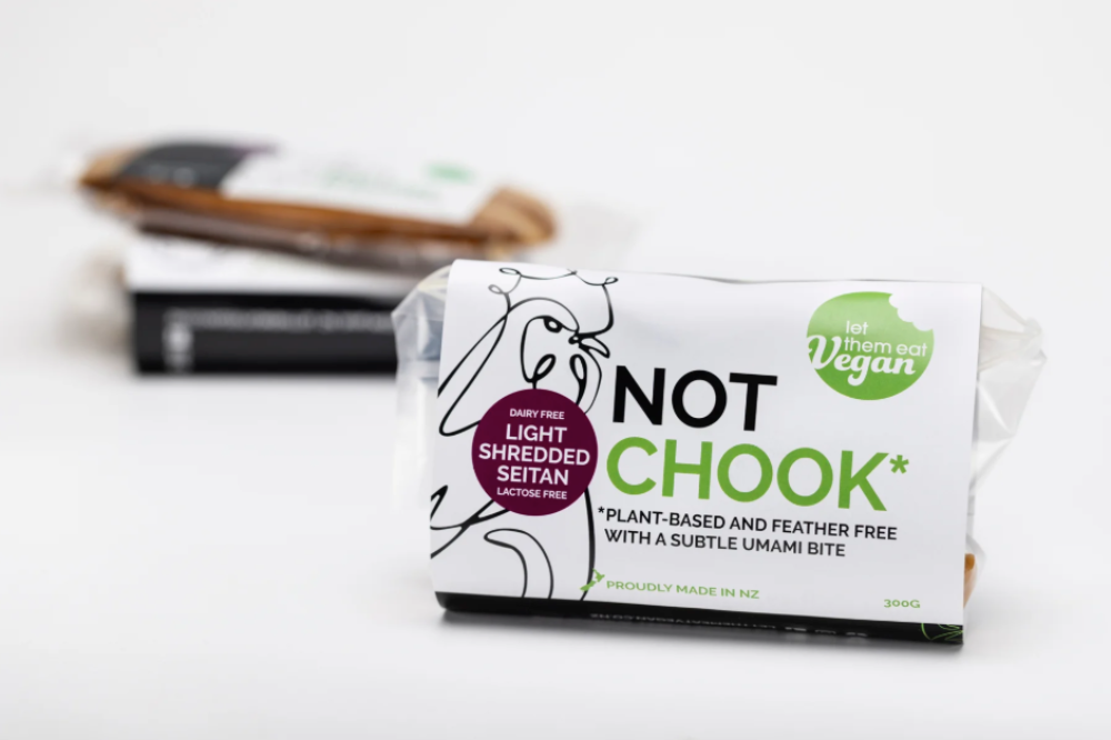 Package of Let Them Eat Vegan Not Chook light shredded seitan on a white background