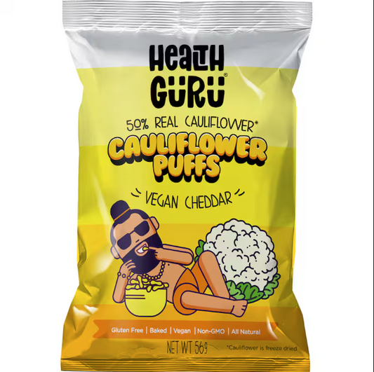 Health Guru Cauliflower Puffs Vegan Cheddar 56g