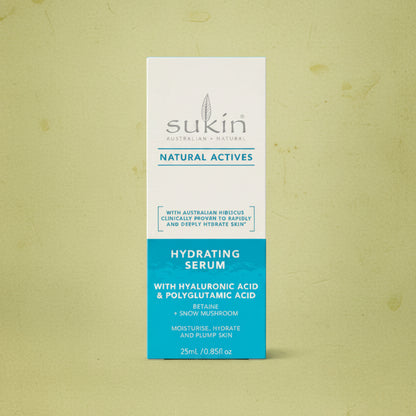 Sukin Natural Actives Hydrating Serum packaging on a white background
