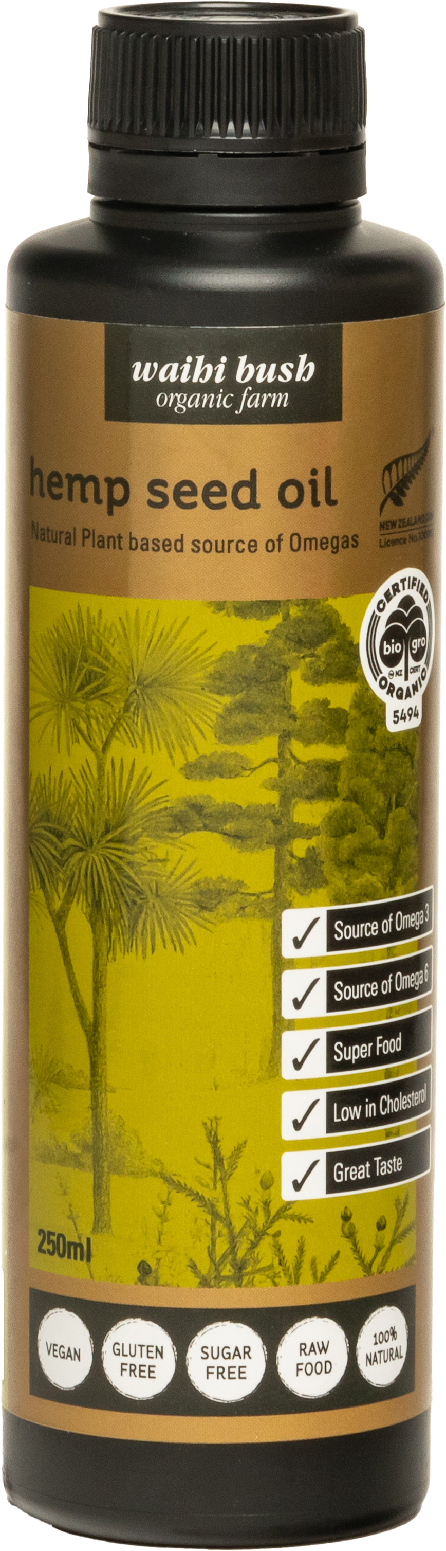 Waihi Bush Organic Hemp Seed Oil 250ml