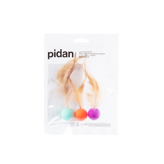 PIDAN Cat Bouncy Balls with Feathers – 3 Pack