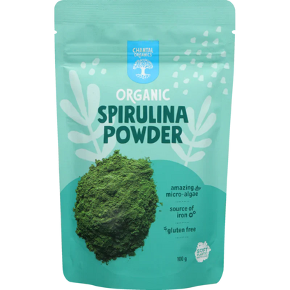 A package of Chantal Organic Spirulina Powder, 100gm.