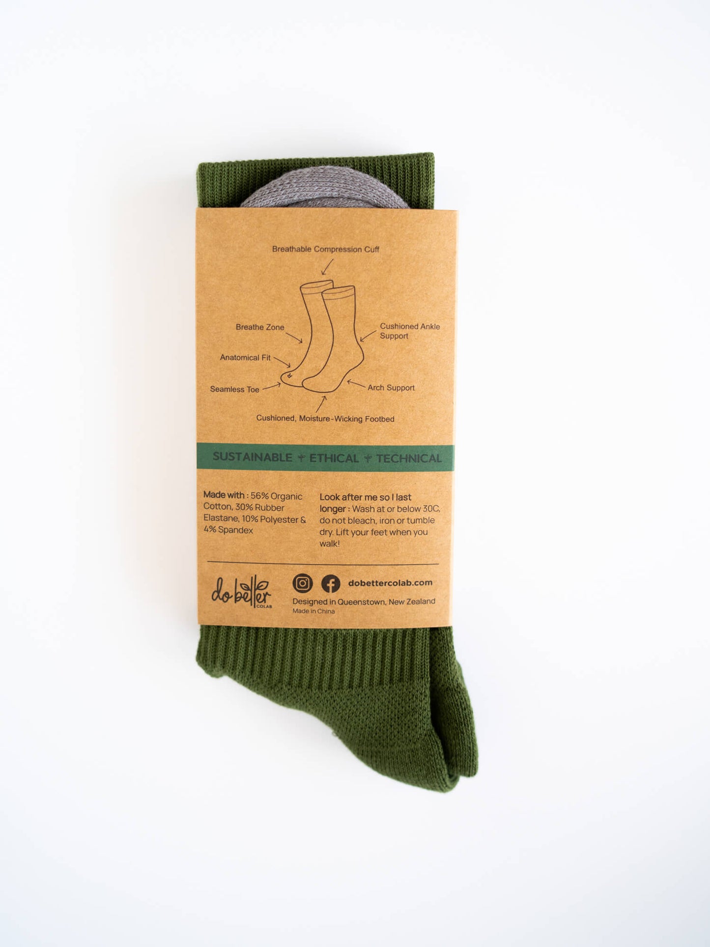 Organic Cotton Luxe Crew Sock - Forest