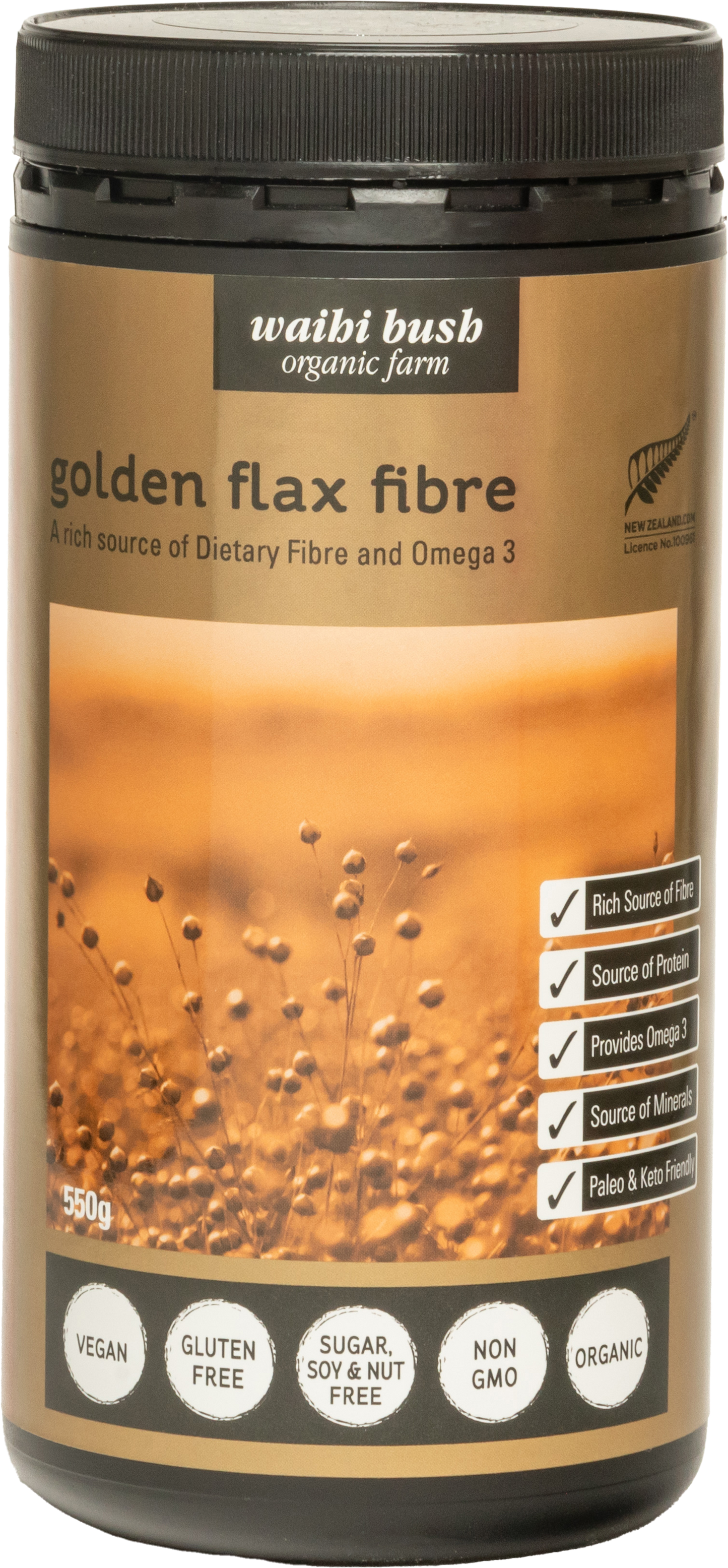 Waihi Bush Organic Golden Flax Fibre 550g