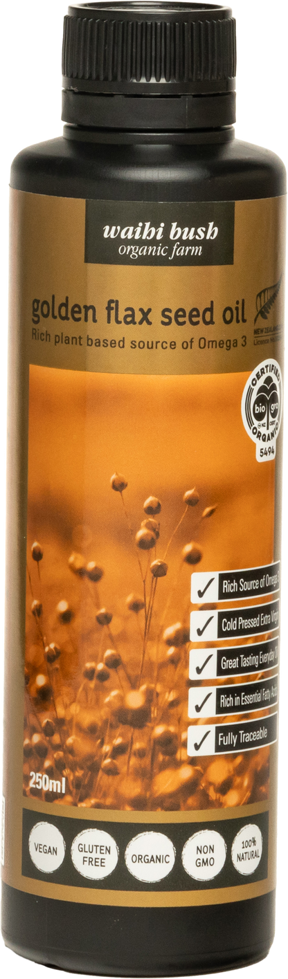 Waihi Bush Organic Golden Flax Seed Oil 250ml