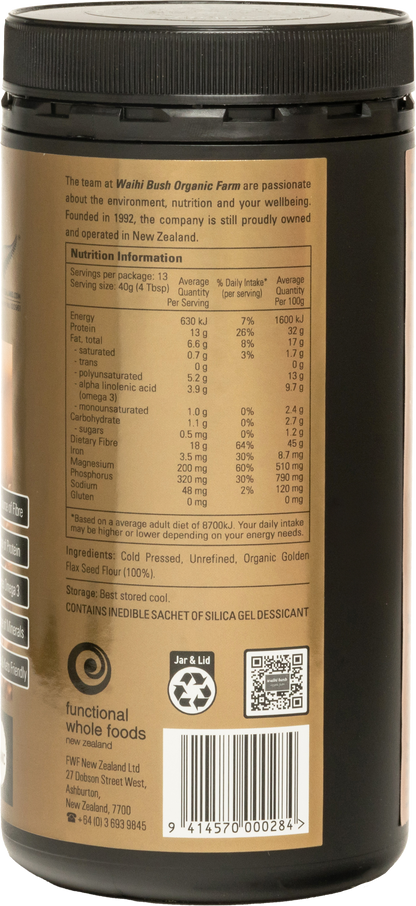 Waihi Bush Organic Golden Flax Fibre 550g