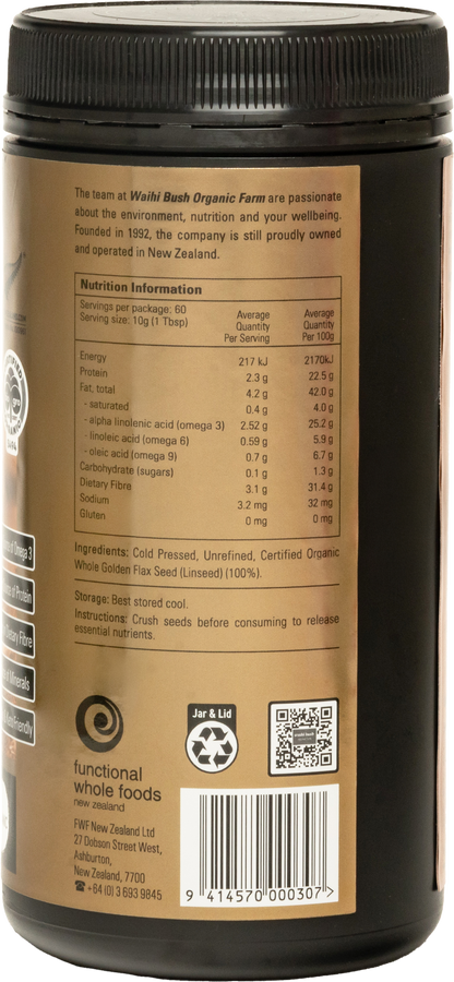 Waihi Bush Organic Golden Linseed 600g